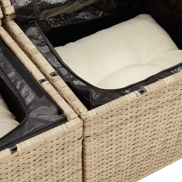 vidaXL Garden Sofa with Cushions 2-Seater Beige Poly Rattan