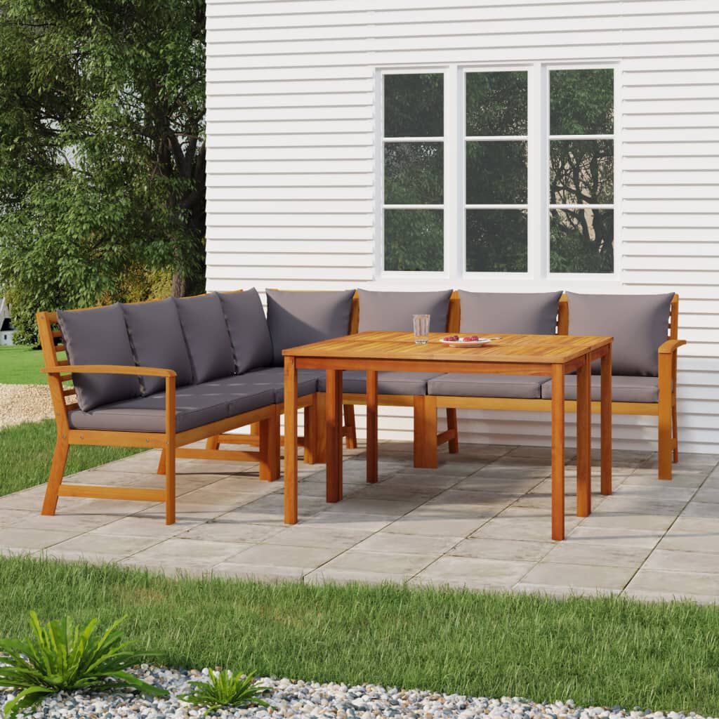 vidaXL 7 Piece Garden Dining Set with Cushions Solid Wood Acacia