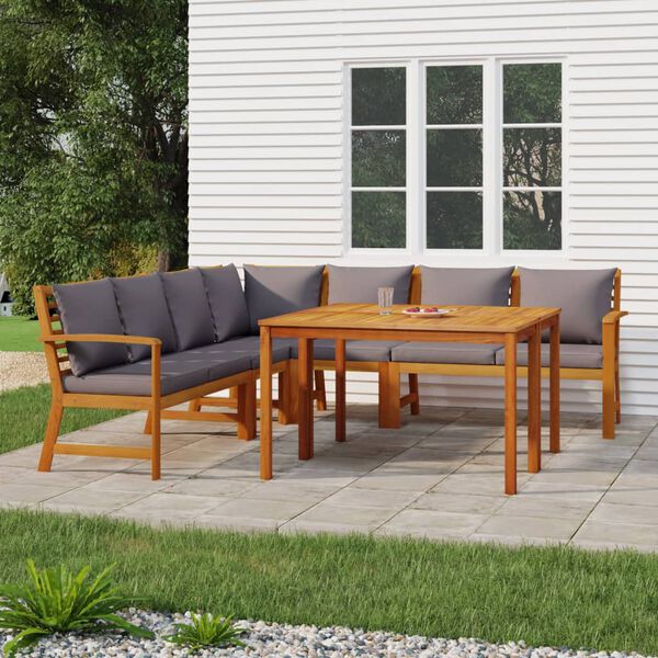 vidaXL 7 Piece Garden Dining Set with Cushions Solid Wood Acacia