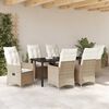 vidaXL Garden Dining Set with Cushion 7 pcs Beige Poly Rattan
