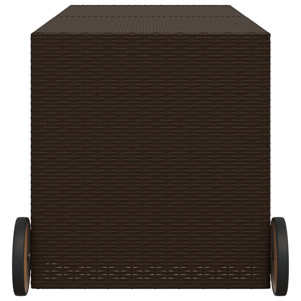 vidaXL Garden Storage Box with Wheels Brown 283L Poly Rattan