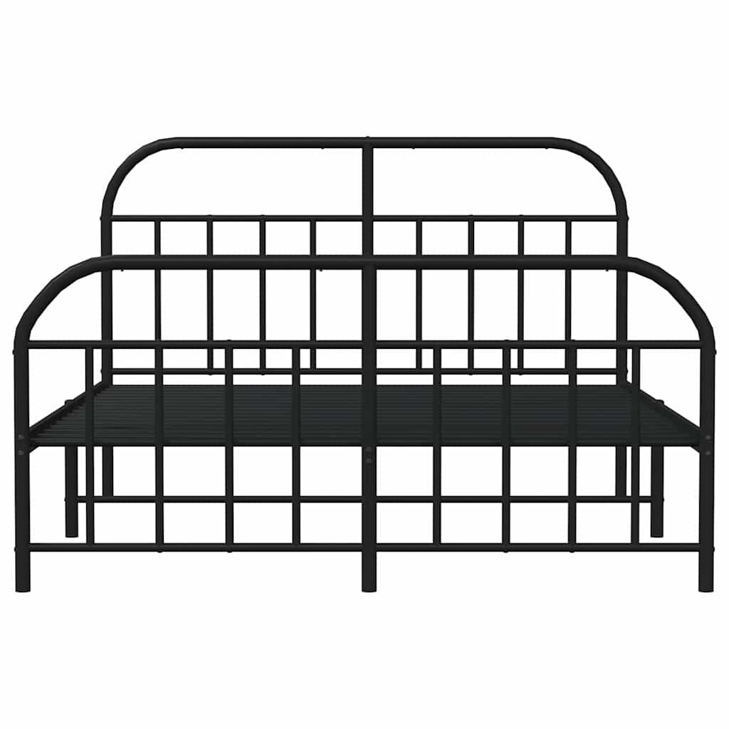 vidaXL Metal Bed Frame without Mattress with Footboard Black 150x200cm