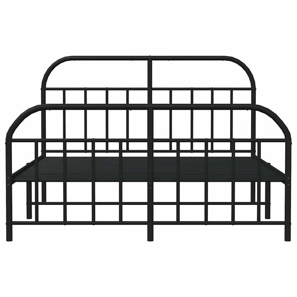 vidaXL Metal Bed Frame without Mattress with Footboard Black 150x200cm
