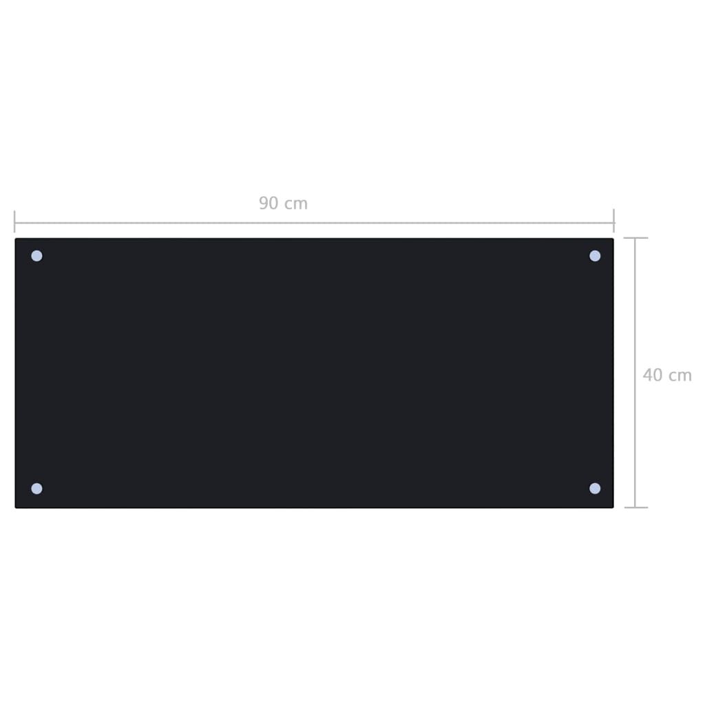 vidaXL Kitchen Backsplash Black 90 x 40 cm Tempered Glass
