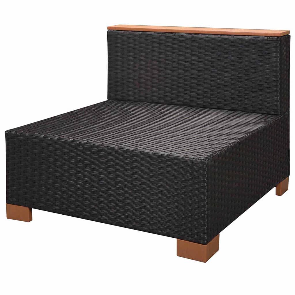 vidaXL 8 Piece Garden Lounge Set with Cushions Poly Rattan Black