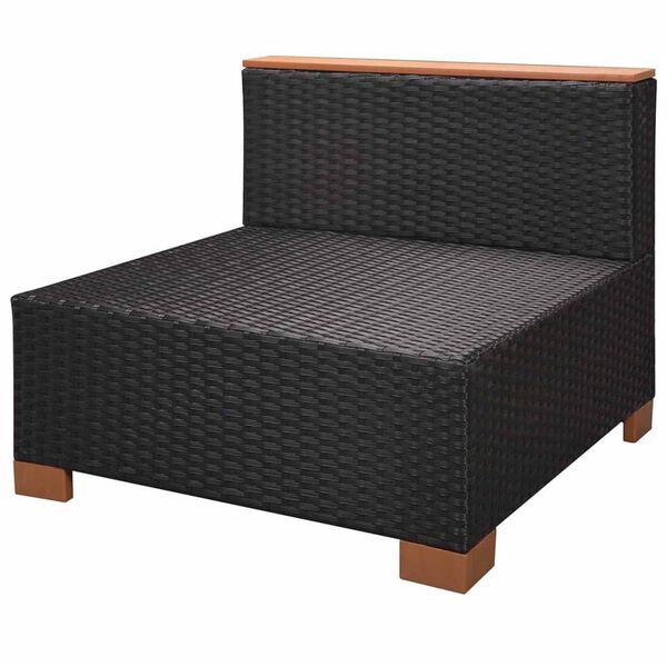 vidaXL 8 Piece Garden Lounge Set with Cushions Poly Rattan Black