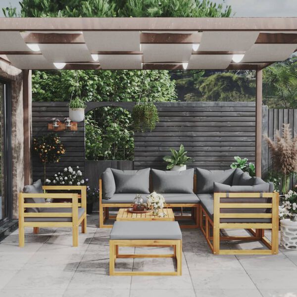 vidaXL 8 Piece Garden Lounge Set with Cushion Solid Acacia Wood