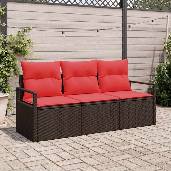 vidaXL Sofa Set 3 pcs Brown Poly Rattan