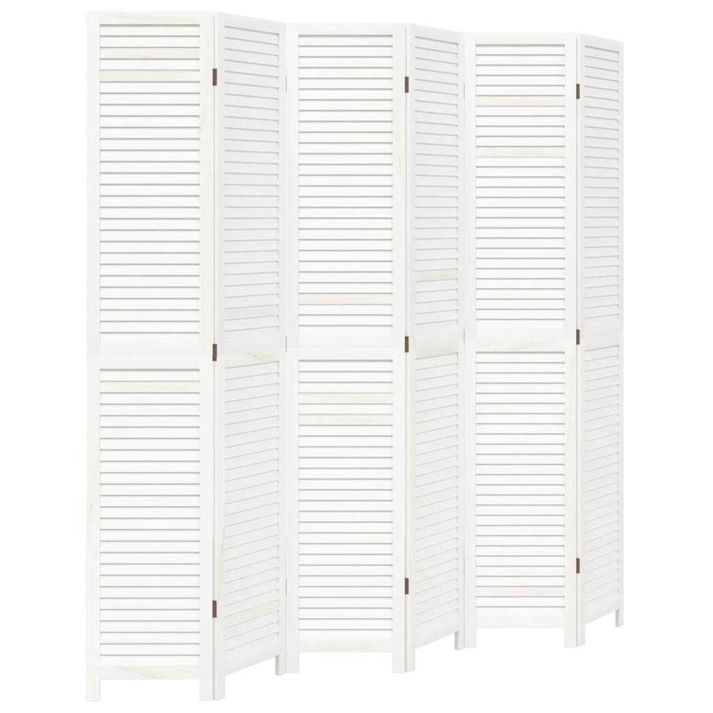 vidaXL Room Divider 6 Panels White Solid Wood Paulownia