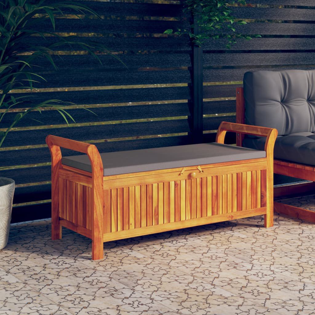 vidaXL Garden Storage Bench with Cushion 126 cm Solid Wood Acacia