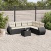 vidaXL 7 Piece Garden Sofa Set with Cushions Black Poly Rattan