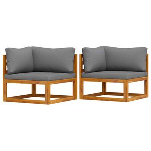 vidaXL Sectional Corner Sofas 2 pcs with Cushions Dark Grey