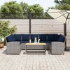 vidaXL Garden Sofa with Cushions Grey Poly Rattan