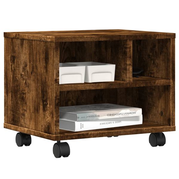 vidaXL Printer Stand with Wheels Smoked Oak 41x32x34,5 cm