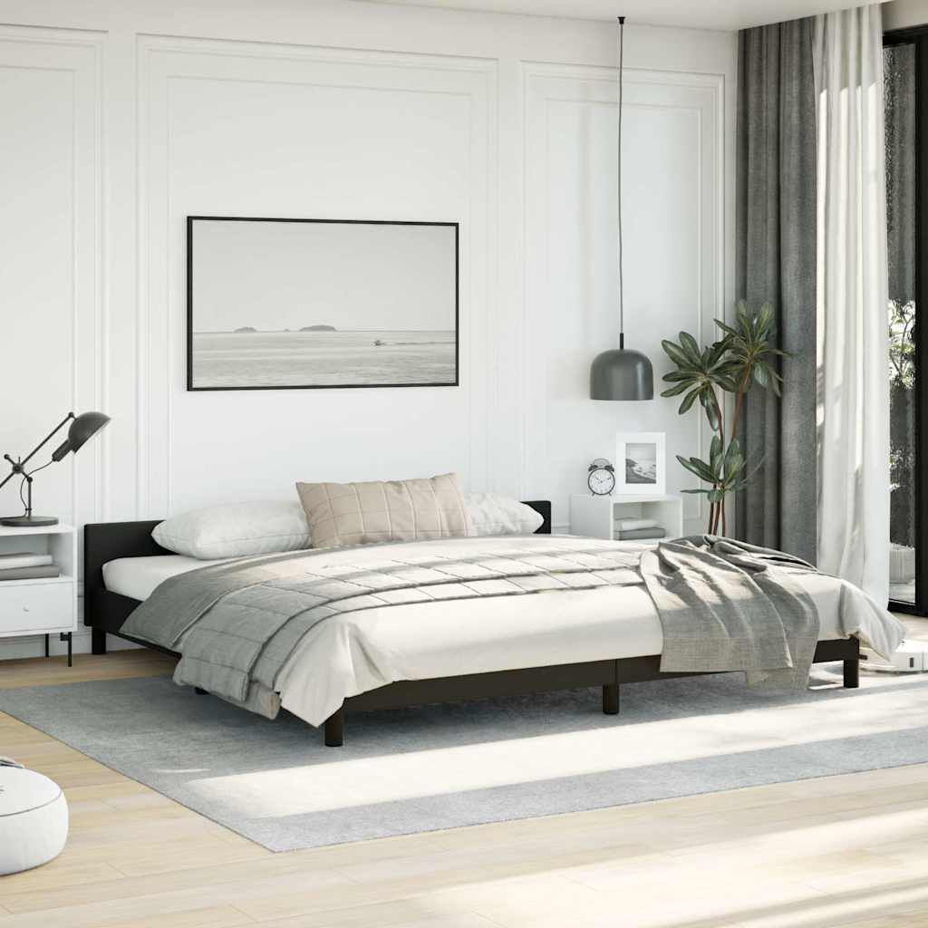 vidaXL Bed Frame without Mattress Black King Faux Leather