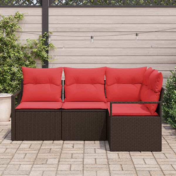 vidaXL Sofa Set 4 pcs Brown Poly Rattan