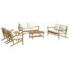 vidaXL 5 Piece Garden Lounge Set with Cream White Cushions Bamboo