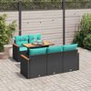 vidaXL 6 Piece Garden Sofa Set with Cushions Black Poly Rattan