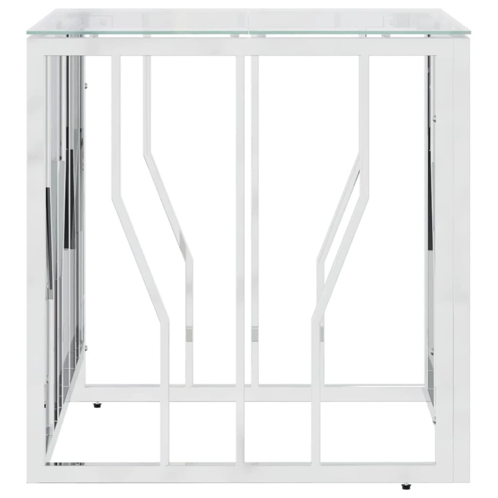vidaXL Coffee Table Silver 50x50x50 cm Stainless Steel and Glass