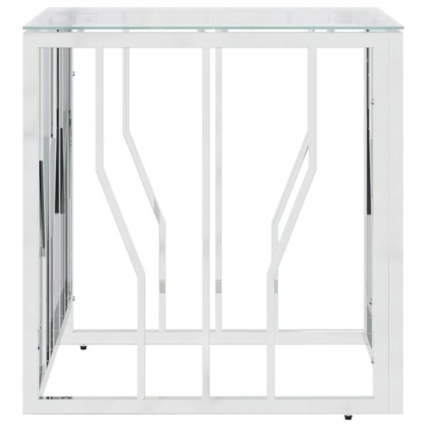 vidaXL Coffee Table Silver 50x50x50 cm Stainless Steel and Glass