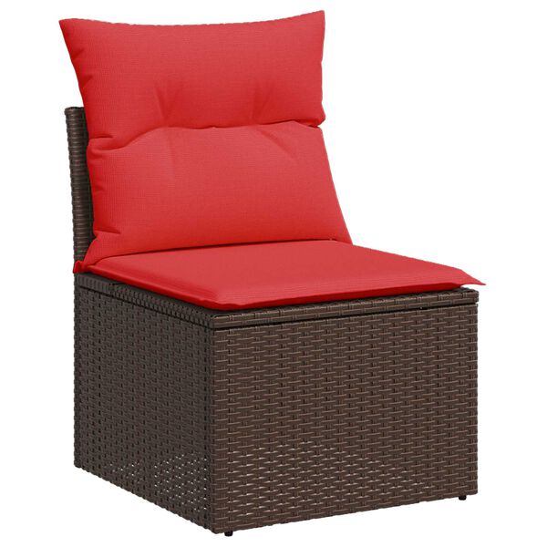 vidaXL 6 Piece Garden Sofa Set with Cushions Brown Poly Rattan