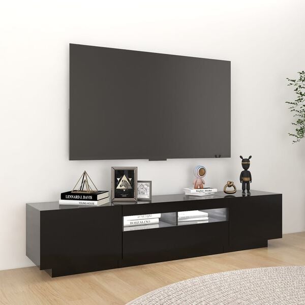 vidaXL TV Cabinet with LED Lights Black 180x35x40 cm