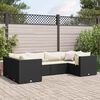 vidaXL 6 Piece Garden Lounge Set with Cushions Black Poly Rattan