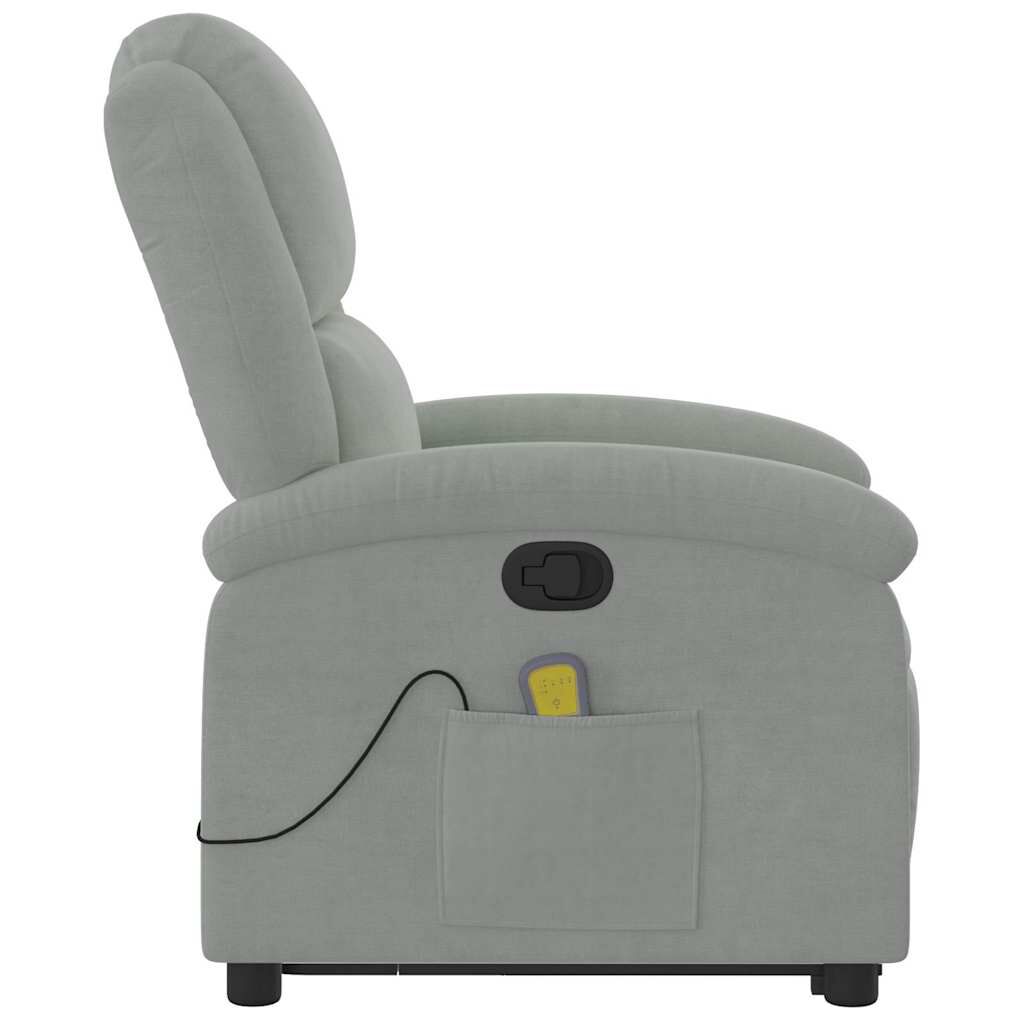 vidaXL Stand up Massage Recliner Chair Light Grey Velvet