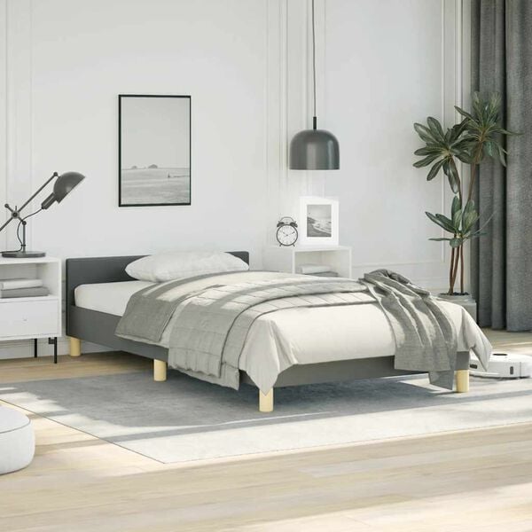 vidaXL Bed Frame without Mattress Dark Grey Twin Fabric