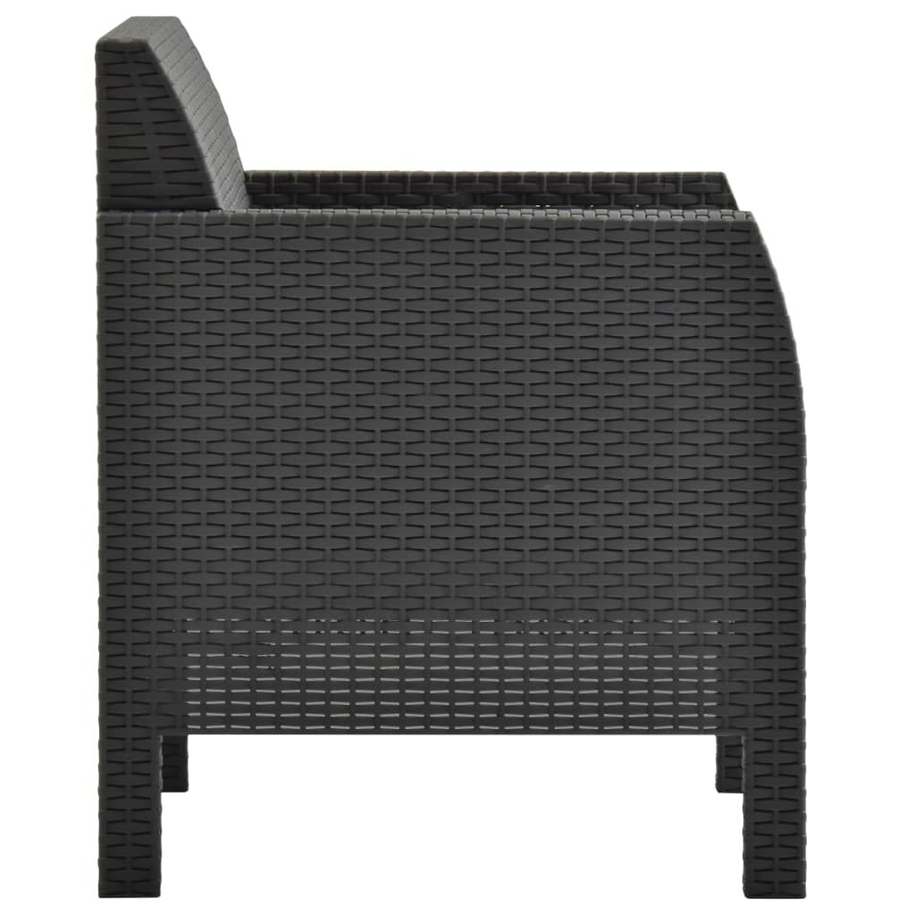 vidaXL 3 Piece Garden Lounge Set with Cushions PP Rattan Anthracite