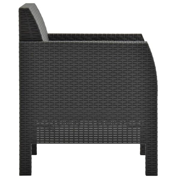 vidaXL 3 Piece Garden Lounge Set with Cushions PP Rattan Anthracite