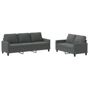 vidaXL 2 Piece Sofa Set with Cushions Dark Grey Fabric