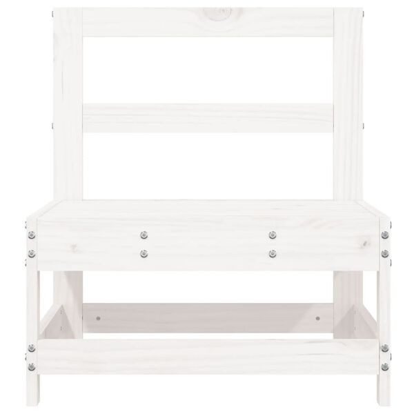 vidaXL Garden Middle Sofas 2 pcs White Solid Wood Pine