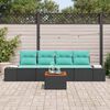 vidaXL Garden Sofa Set 5 pcs Black and turquoise