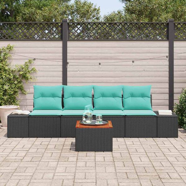 vidaXL Garden Sofa Set 5 pcs Black and turquoise
