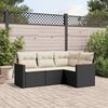 vidaXL 4 Piece Garden Sofa Set with Cushions Black Poly Rattan