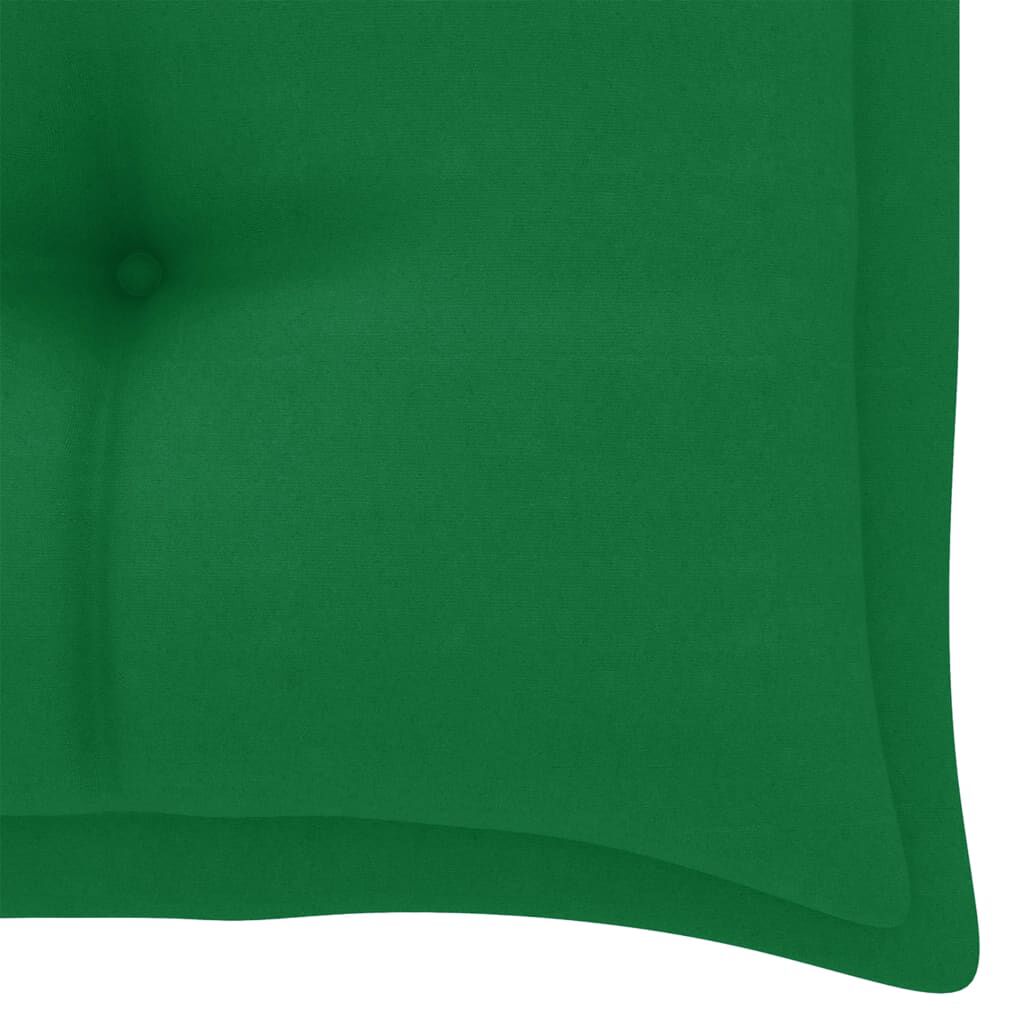 vidaXL Garden Bench with Green Cushion 112 cm Solid Teak Wood