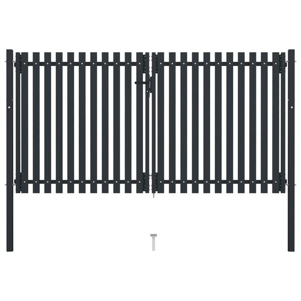 vidaXL Double Door Fence Gate Steel 306x200 cm Anthracite