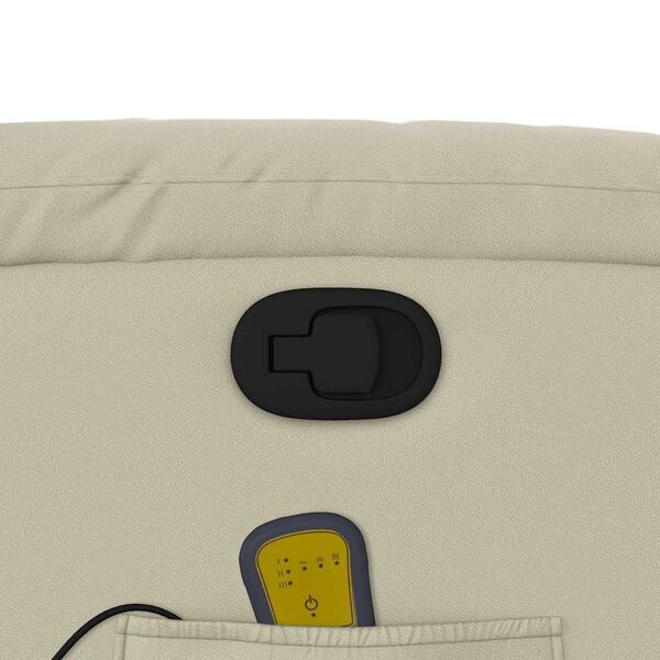vidaXL Stand up Massage Recliner Chair Cream Faux Leather