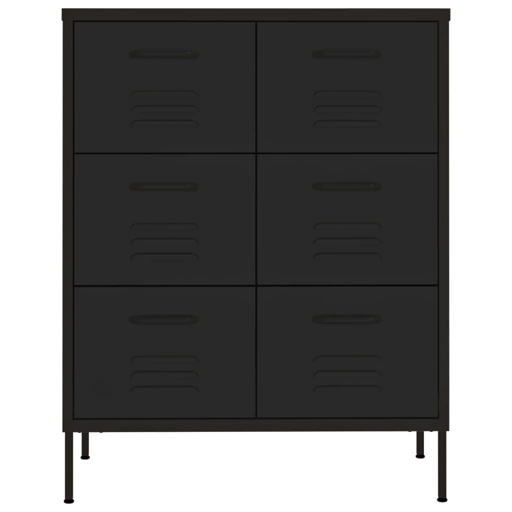 vidaXL Drawer Cabinet Black 80x35x101.5 cm Steel