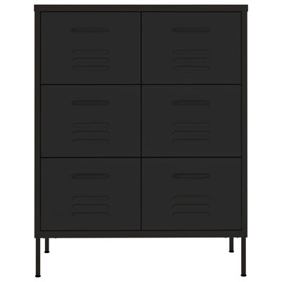 vidaXL Drawer Cabinet Black 80x35x101.5 cm Steel