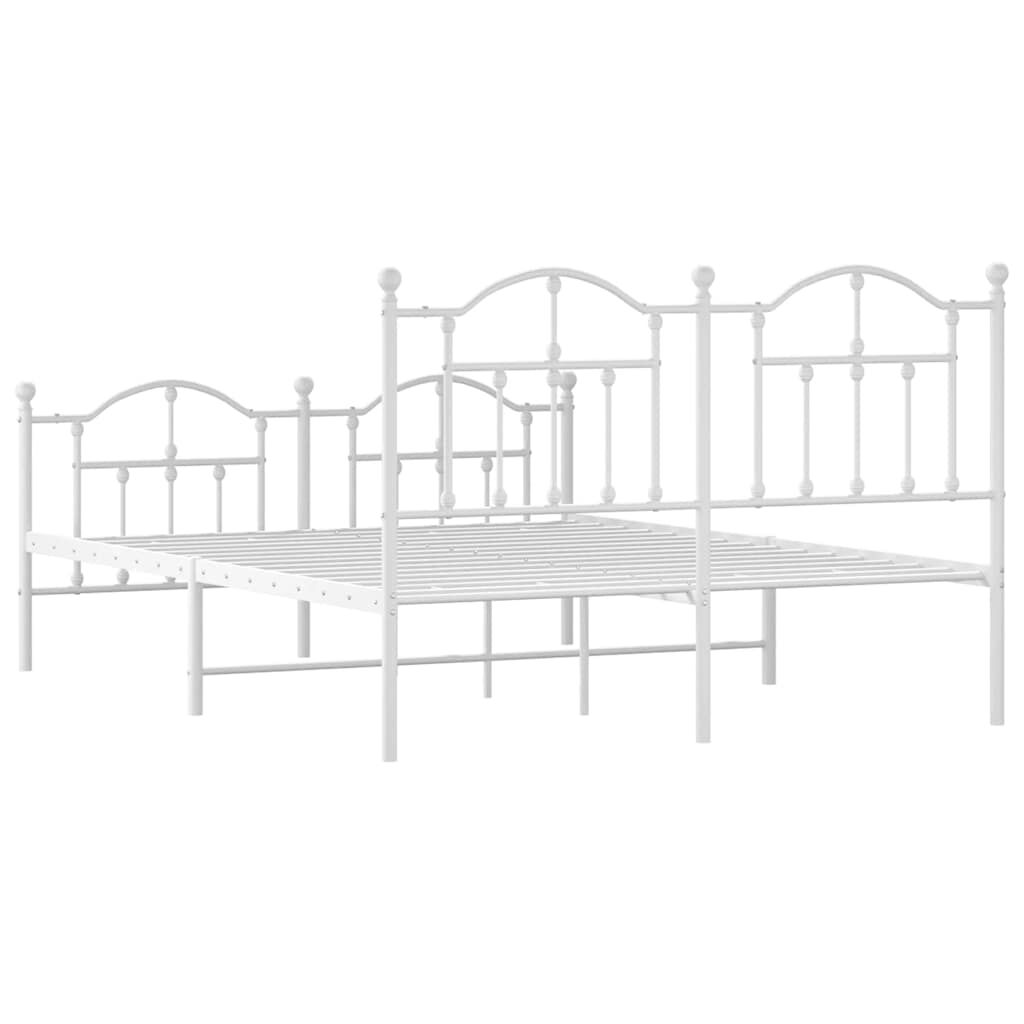 vidaXL Metal Bed Frame without Mattress with Footboard White 150x200cm