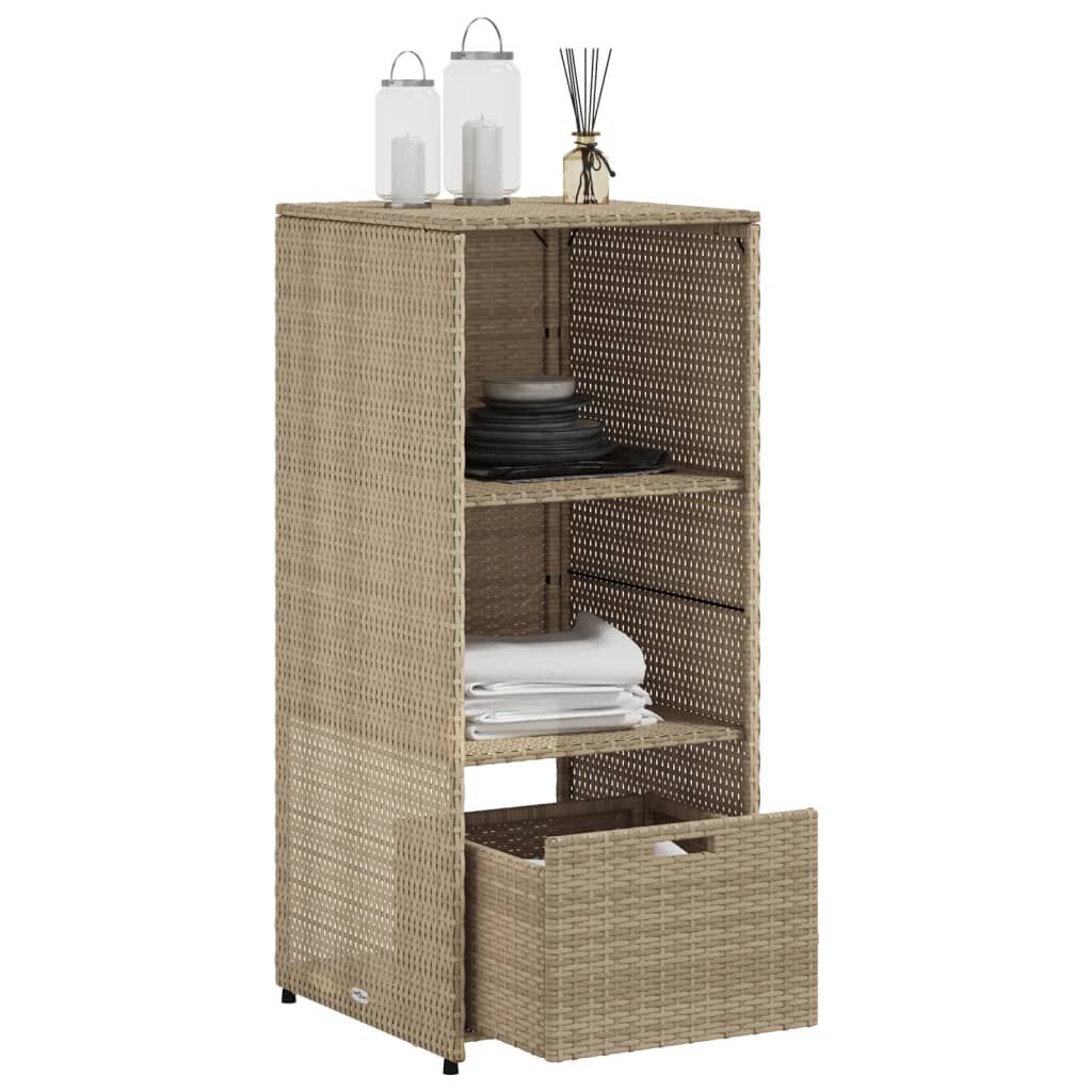 vidaXL Garden Storage Cabinet Beige 50x55x115 cm Poly Rattan
