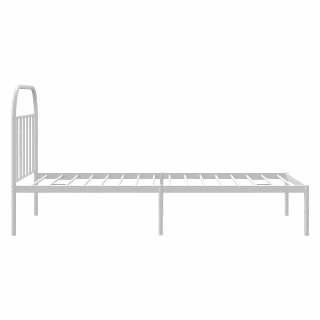 vidaXL Metal Bed Frame without Mattress with Headboard White 100x200cm