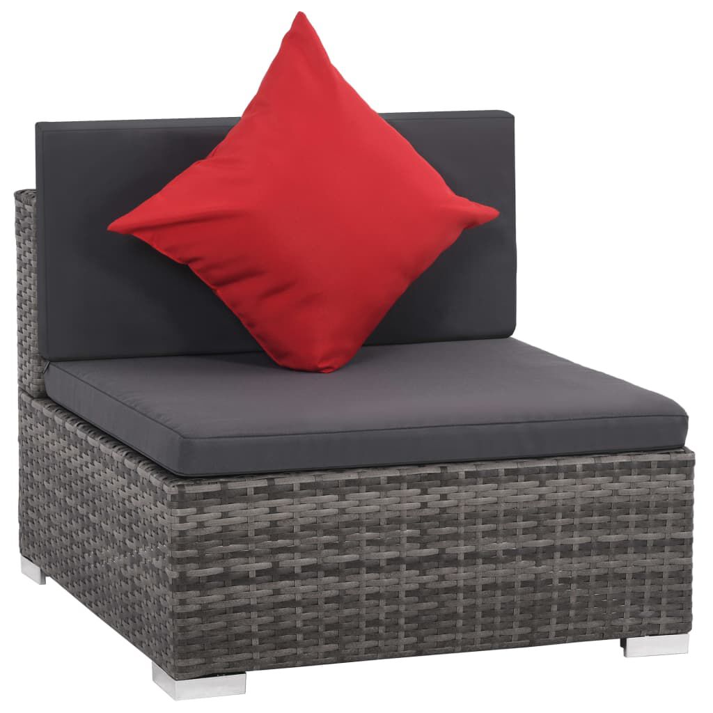 vidaXL 8 Piece Garden Lounge Set with Cushions Poly Rattan Grey