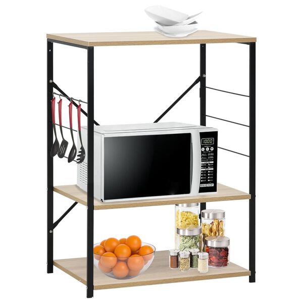 vidaXL Microwave Cabinet Black and Oak 60x39.6x79.5 cm Engineered Wood
