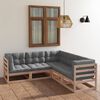 vidaXL 5 Piece Garden Lounge Set with Cushions Solid Pinewood