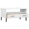 vidaXL Coffee Table with Metal Legs White 85x50x45cm Solid Wood OSLO