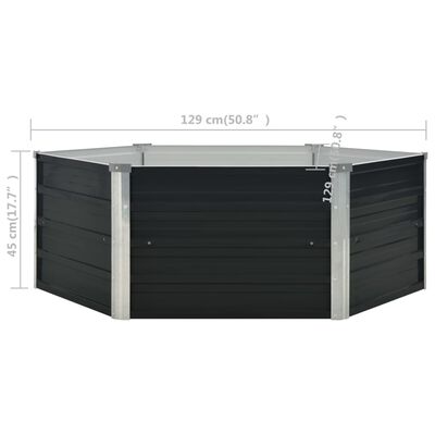 vidaXL Raised Garden Bed Anthracite 129x129x45 cm Galvanised Steel