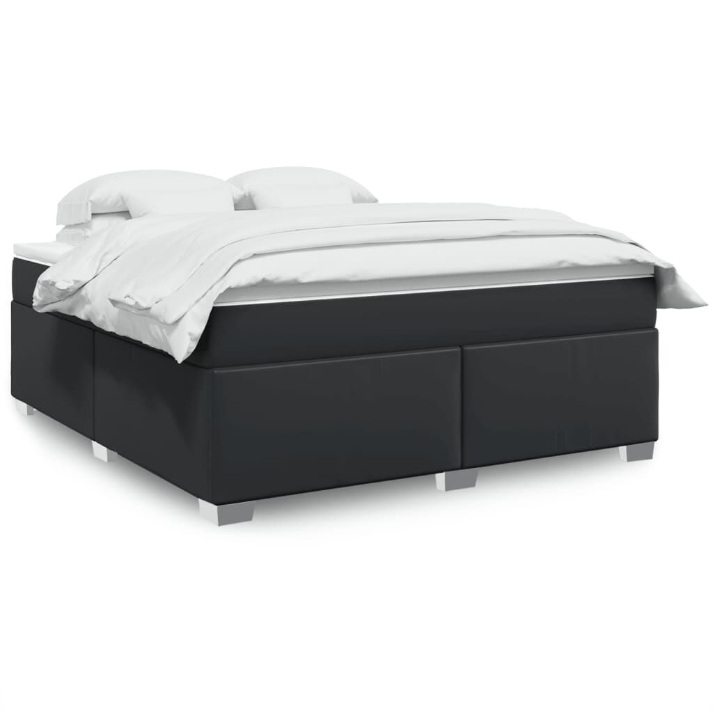 vidaXL Box Spring Bed with Mattress Black King Faux Leather